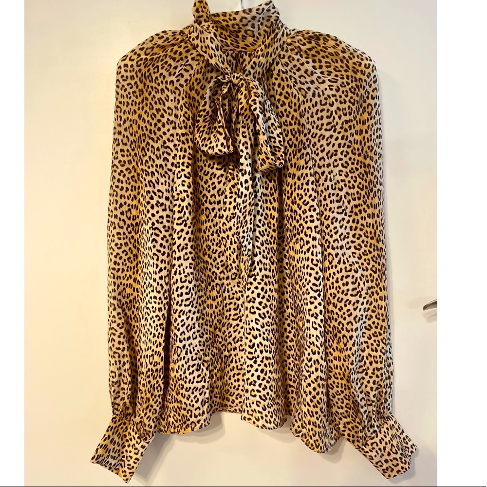 NWOT Women’s Ramy Brook Animal Print Silk Blouse